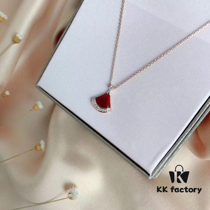 Bvlgari Silver Version Serpenti Necklace, 925 Sterling Silver with 18K Gold Vacuum Plating, Encrusted with Swarovski Crystals and Natural Mother of Pearl