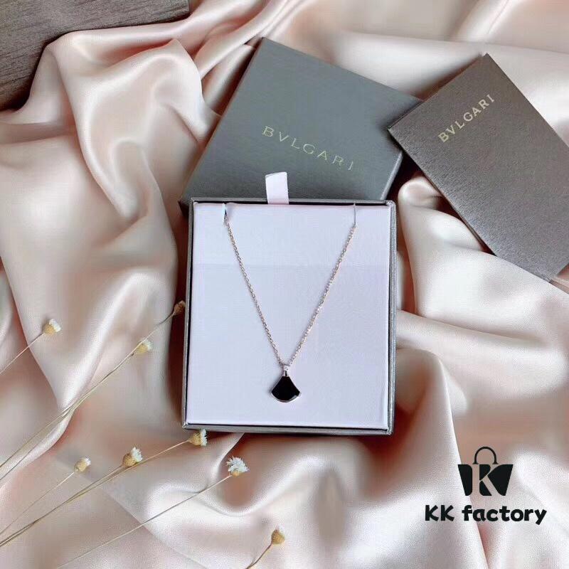 Bvlgari Silver Edition Pendant Necklace, 925 Sterling Silver with 18K Gold Plating and Natural Mother-of-Pearl