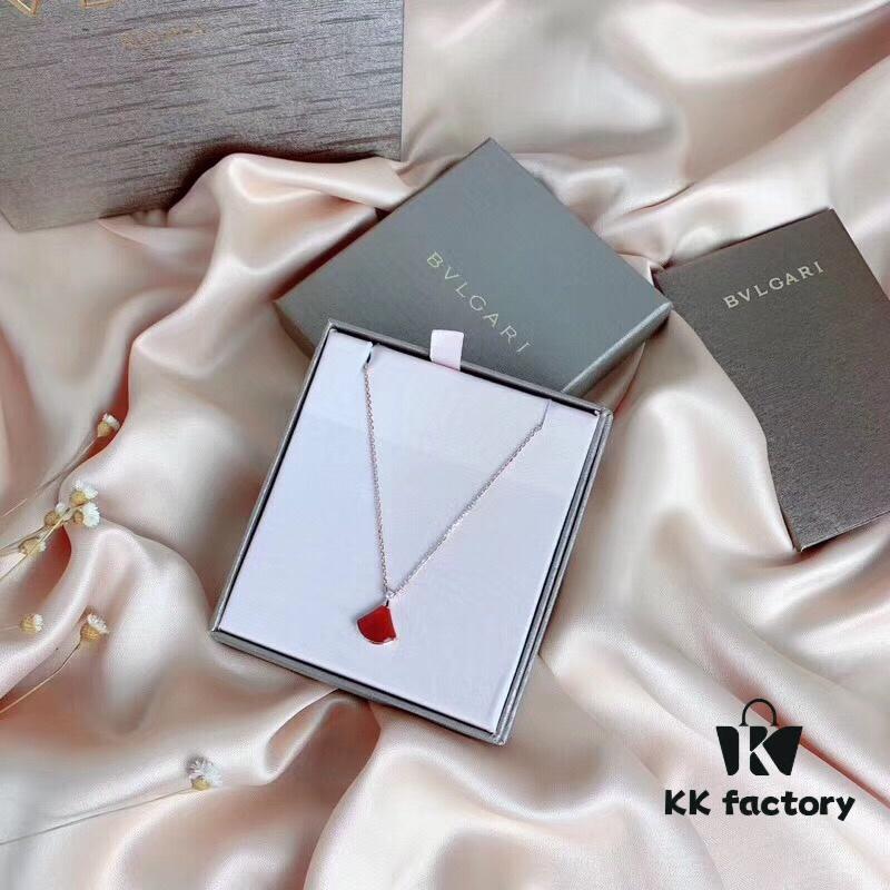 Bvlgari Silver Edition Pendant Necklace, 925 Sterling Silver with 18K Gold Plating and Natural Mother-of-Pearl