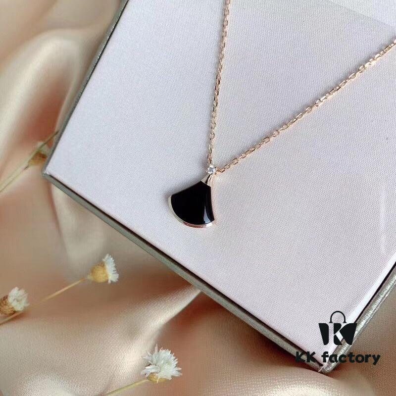 Bvlgari Silver Edition Pendant Necklace, 925 Sterling Silver with 18K Gold Plating and Natural Mother-of-Pearl