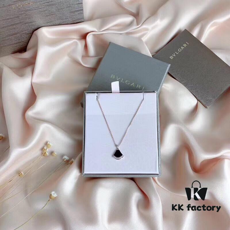 Bvlgari Silver Version Serpenti Necklace, 925 Sterling Silver with 18K Gold Vacuum Plating, Encrusted with Swarovski Crystals and Natural Mother of Pearl