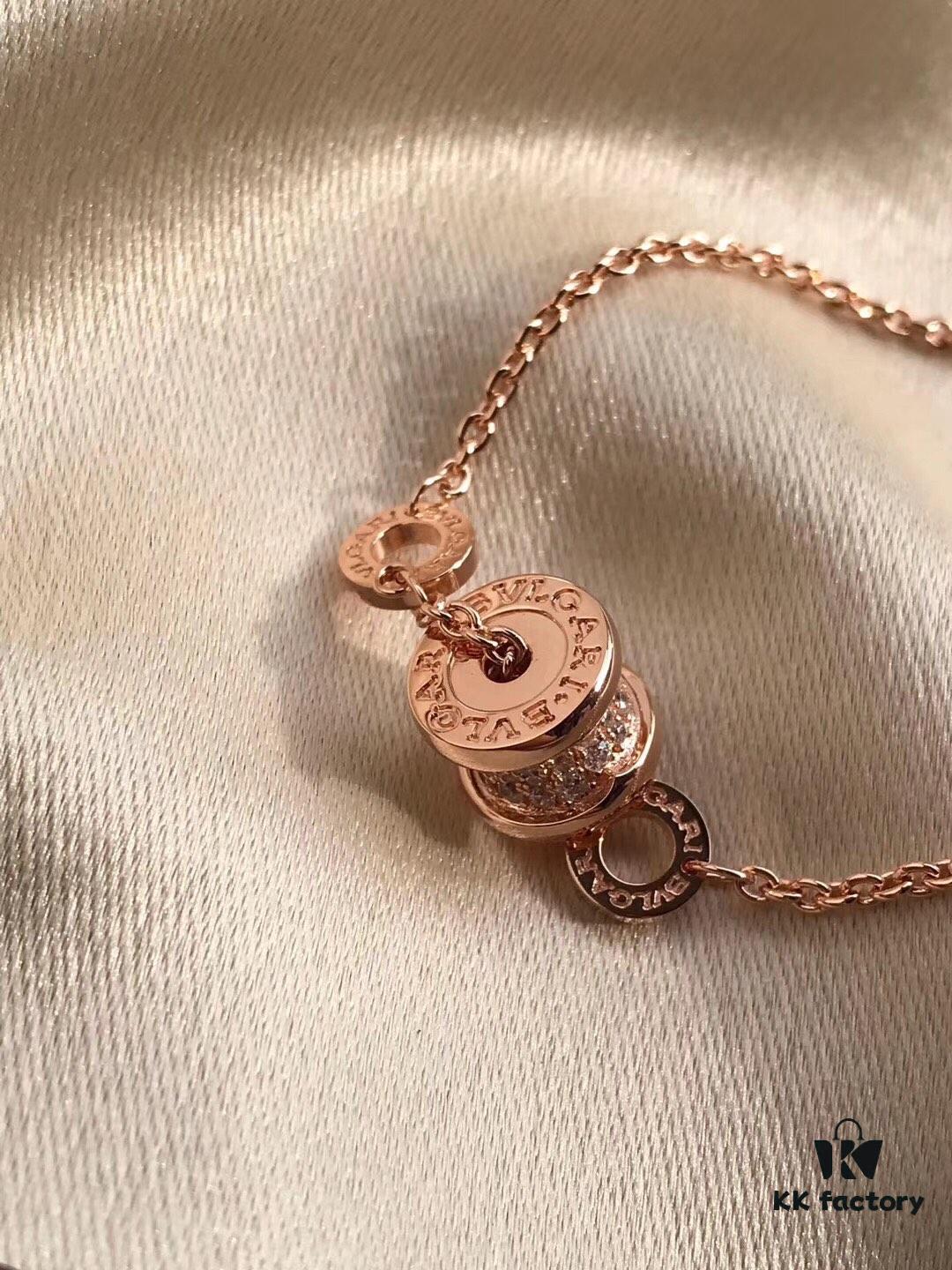 Bvlgari Bulgari Full Diamond Serpenti Bracelet Small Size, Sparkling S925 Sterling Silver with Heavy 18K Gold Plating