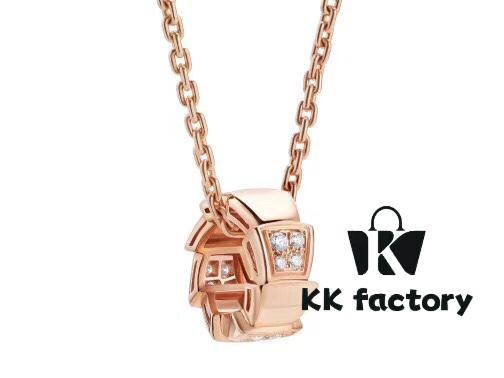 Bulgari BVLGARI 2019 Sexy Snake Bone Necklace with Diamond-Set Design, Premium Custom Craftsmanship, 18K Rose Gold and White Gold Plated Brass, Original Buckle Design