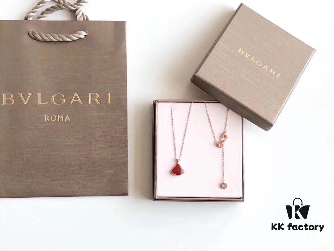 Bvlgari Silver Version Pendant Necklace, 925 Sterling Silver with 18K Gold Vacuum Plating, Swarovski Crystals and Natural Mother of Pearl