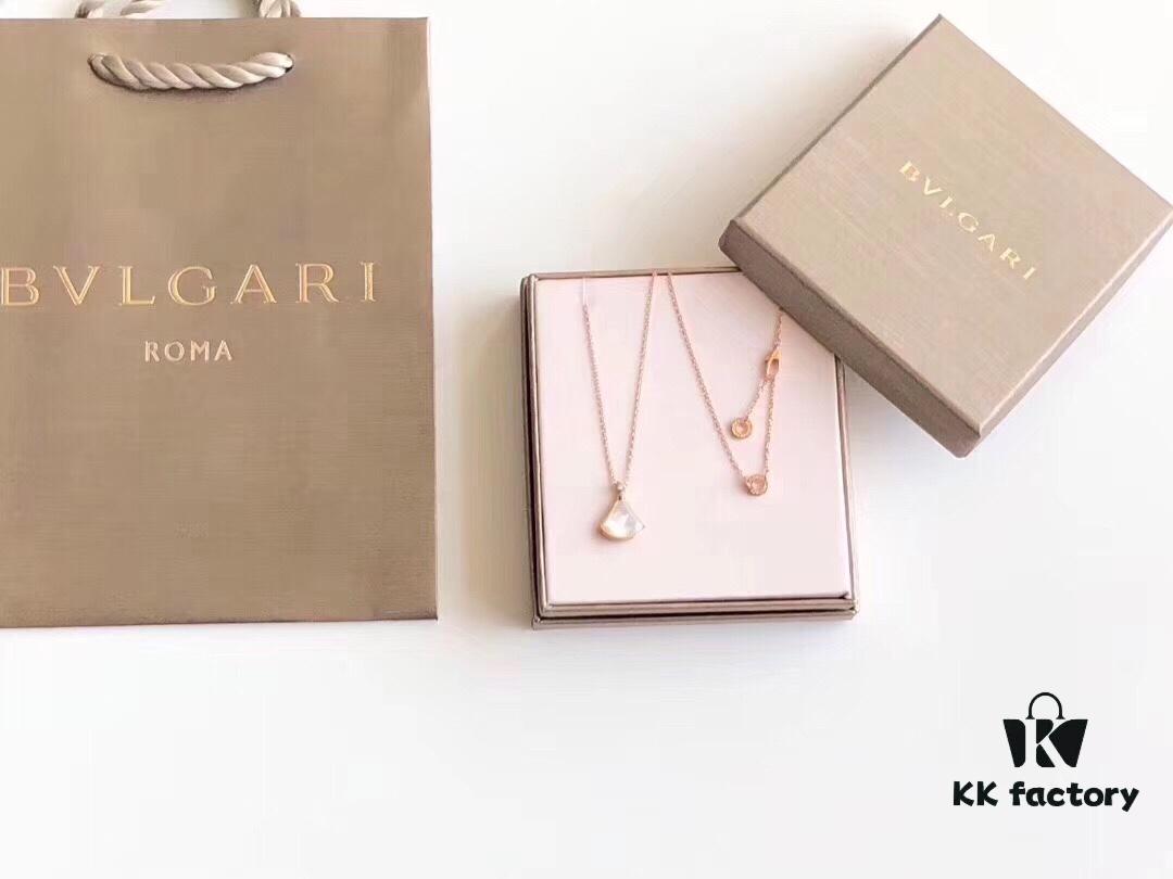 Bvlgari Silver Version Pendant Necklace, 925 Sterling Silver with 18K Gold Vacuum Plating, Swarovski Crystals and Natural Mother of Pearl