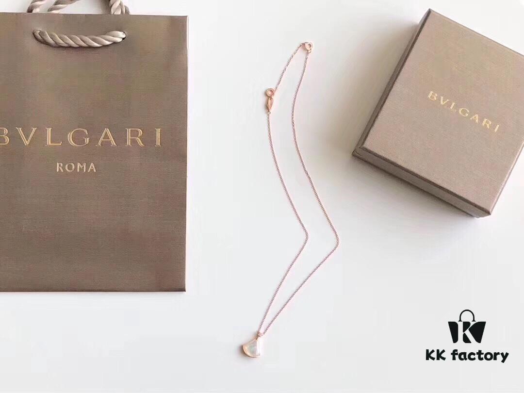 Bvlgari Silver Version Pendant Necklace, 925 Sterling Silver with 18K Gold Vacuum Plating, Swarovski Crystals and Natural Mother of Pearl