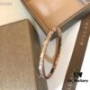 BVLGARI Classic Reimagined Natural Shell Snake Bangle Bracelet in Rose Gold with Diamond Accents, Premium 925 Sterling Silver Thick Gold Plated with Mother of Pearl