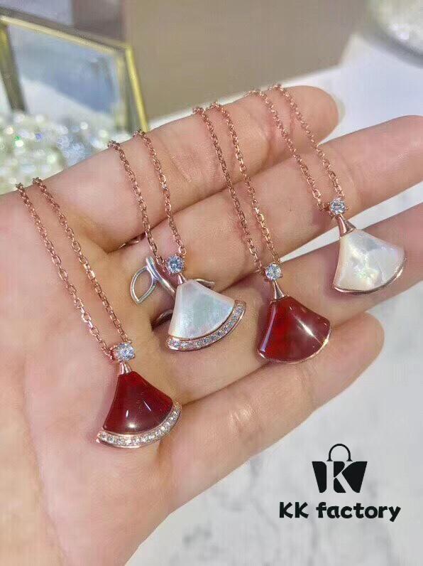 Bvlgari Silver Version Pendant Necklace, 925 Sterling Silver with 18K Gold Vacuum Plating, Set with Swarovski Crystals and Natural Mother of Pearl