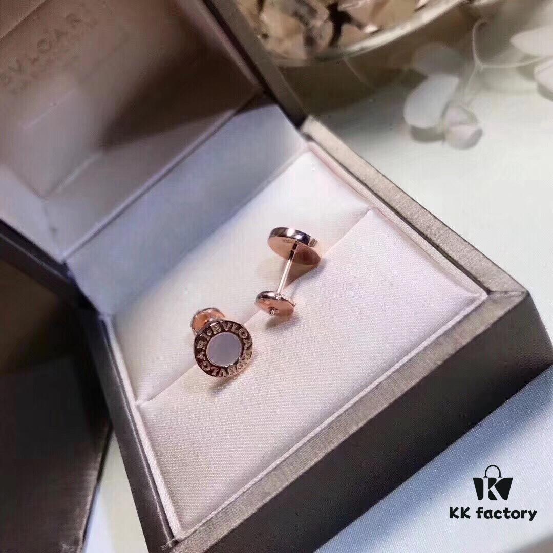 UFO Back Ear Studs [Proxy Purchase Version] BVLGARI Bulgari Classic Black and White Ceramic Earrings with Mother-of-Pearl and Onyx Inlay, Double-Sided Wearable Design