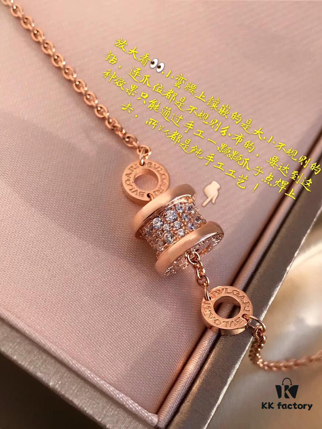 Bvlgari Bulgari Full Diamond Serpenti Bracelet Small Size, Sparkling S925 Sterling Silver with Heavy 18K Gold Plating