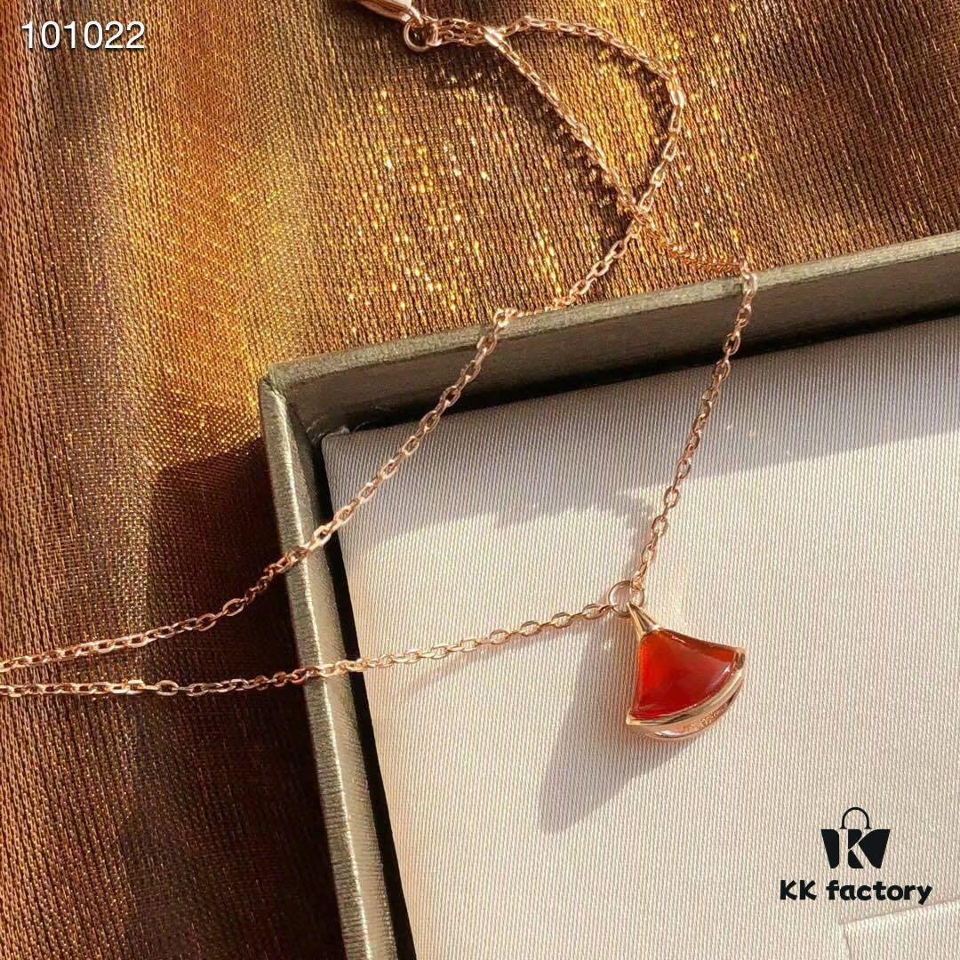 Bvlgari - Little Dress Bracelet, Exquisite 925 Sterling Silver with 18K Rose Gold Plating, Inlaid with Natural Mother of Pearl and Red Carnelian