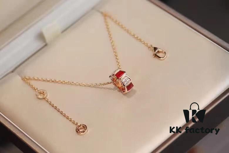 Bvlgari Serpenti Snake Bone Necklace with Red Carnelian and Diamonds