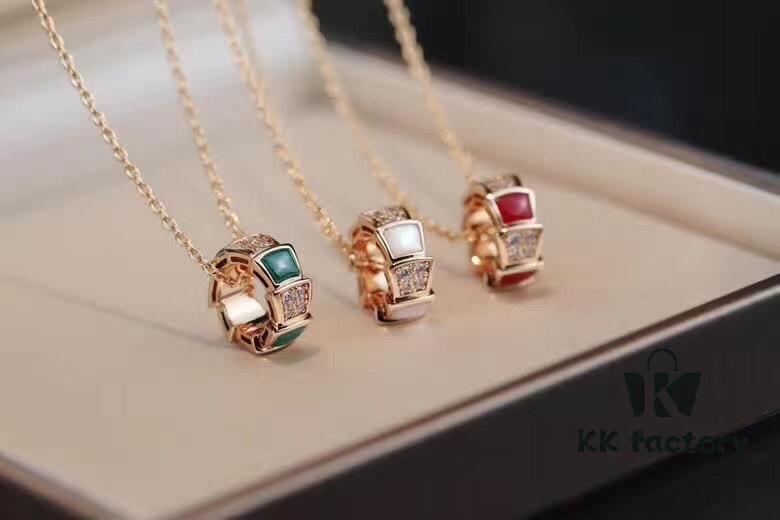 Bvlgari Serpenti Snake Bone Necklace with Red Carnelian and Diamonds