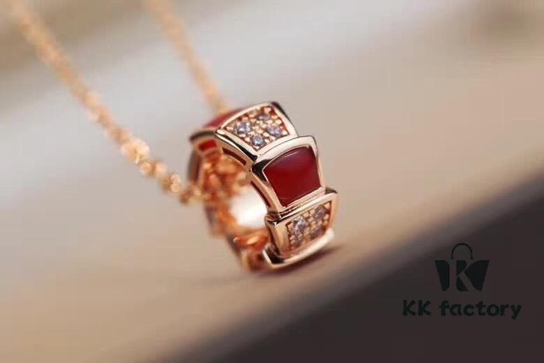 Bvlgari Serpenti Snake Bone Necklace with Red Carnelian and Diamonds