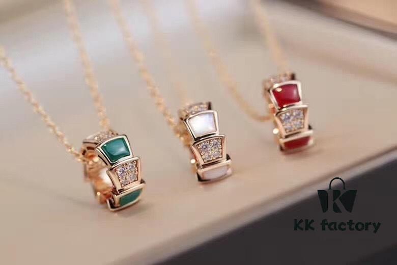 Bvlgari Serpenti Snake Bone Necklace with Red Carnelian and Diamonds