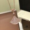 BVLGARI Bulgari Divas' Dream Embrace Your True Self Fan Full Diamond Necklace, 18K Gold Plated with Fully Set Diamond Craftsmanship