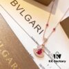 Bvlgari Diva Series Necklace, Same as Wang Ou's Style, Red Diamond, Hollow-out Dress Design, Premium German Imported S925 Sterling Silver with Thick Gold Plating