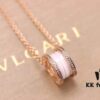 Bvlgari B.zero1 Pink Gold Full Diamond White Ceramic Necklace