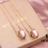 Bvlgari B.zero1 Pink Gold Full Diamond White Ceramic Necklace