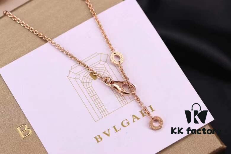 Bvlgari Sterling Silver Full Diamond Rose Gold Black Ceramic Necklace