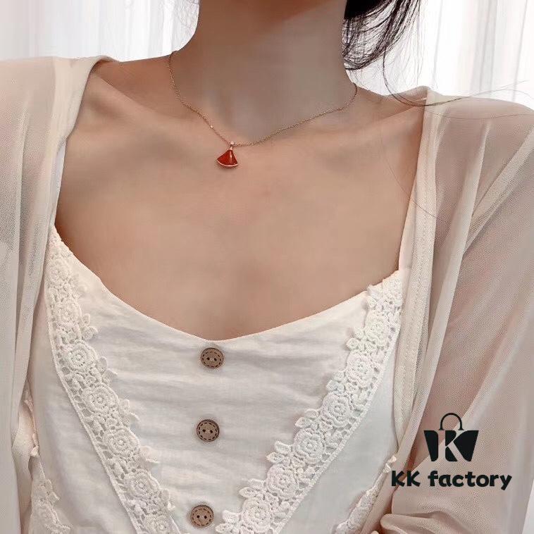 Small Fan Pendant Necklace Inspired by Bvlgari