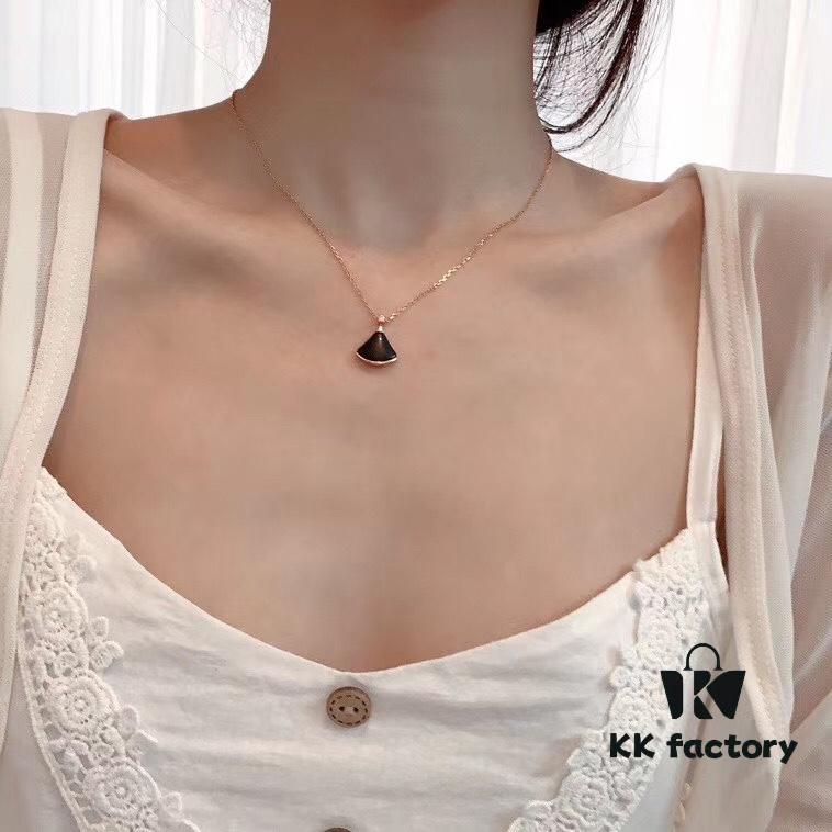 Small Fan Pendant Necklace Inspired by Bvlgari