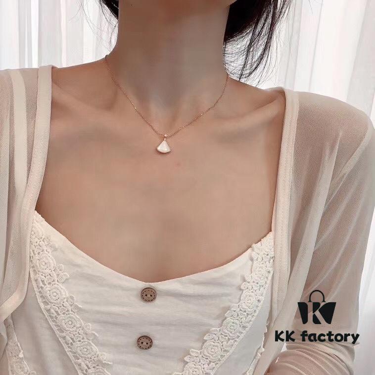 Small Fan Pendant Necklace Inspired by Bvlgari