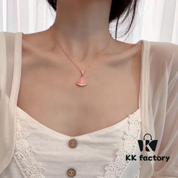 Large Sequined Fan Skirt Necklace with Rhinestones, BV Bulgari Style, Four Colors Available, Premium Craftsmanship, In Stock