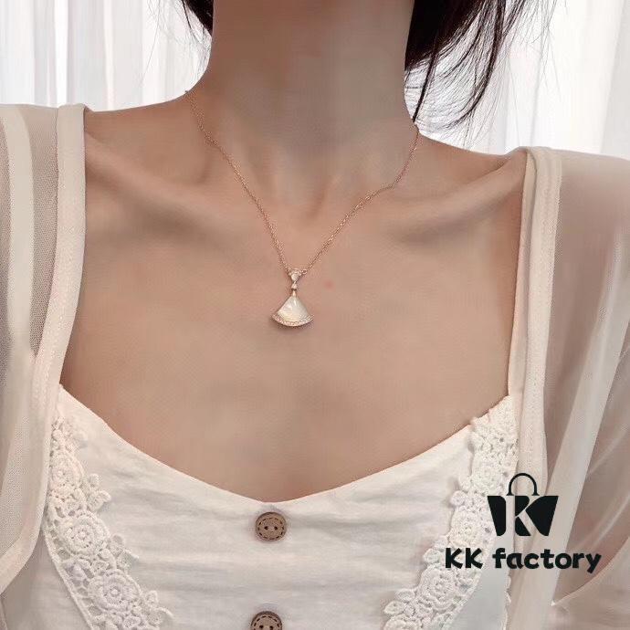 Large Sequined Fan Skirt Necklace with Rhinestones, BV Bulgari Style, Four Colors Available, Premium Craftsmanship, In Stock