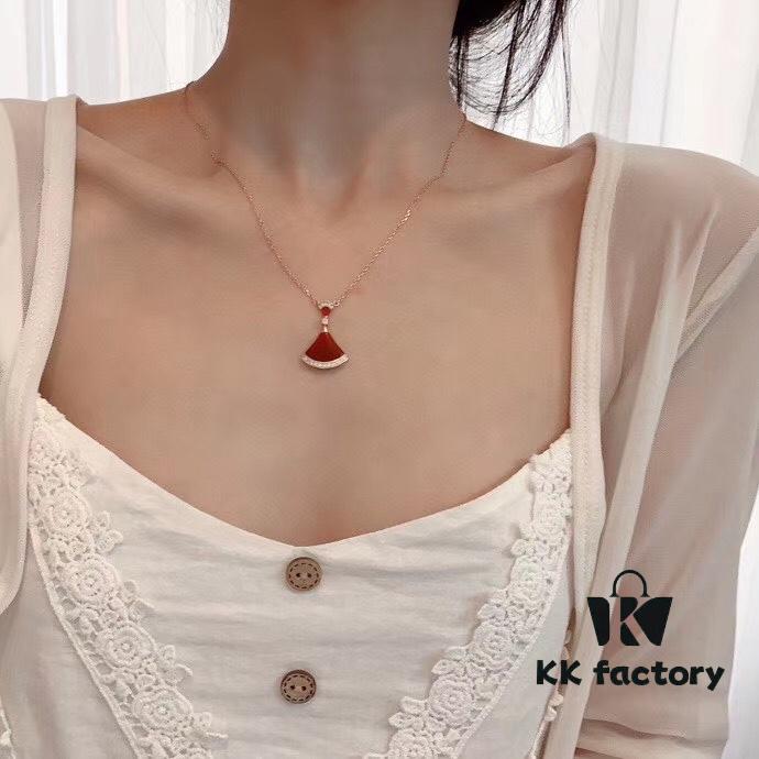 Large Sequined Fan Skirt Necklace with Rhinestones, BV Bulgari Style, Four Colors Available, Premium Craftsmanship, In Stock