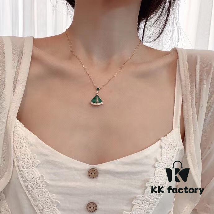 Large Sequined Fan Skirt Necklace with Rhinestones, BV Bulgari Style, Four Colors Available, Premium Craftsmanship, In Stock