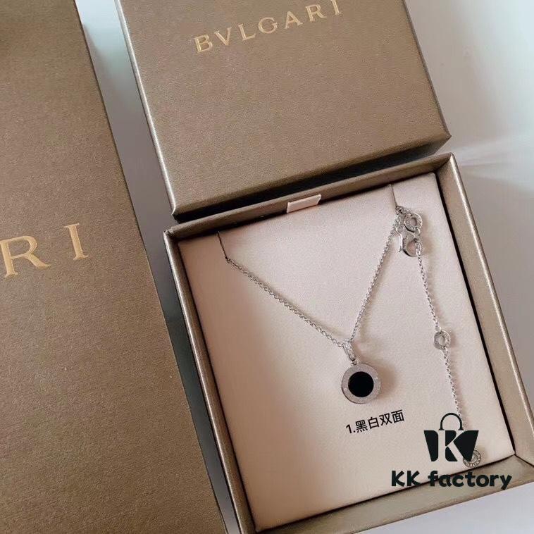 BVLGARI BV Classic Bestselling Styles, Sterling Silver, Curved Version, Top-Quality Export, Ceramic Side Wall Engraved with Boutique Logo, Original Font Printing Throughout Including Inner Parts, Precisely Carved Using Imported Engraving Machines to Match Original Exactly! Three Loops for Adjustable Length! Thick Chain, 50cm Long, Unisex Wear! Authentic Original Clasp