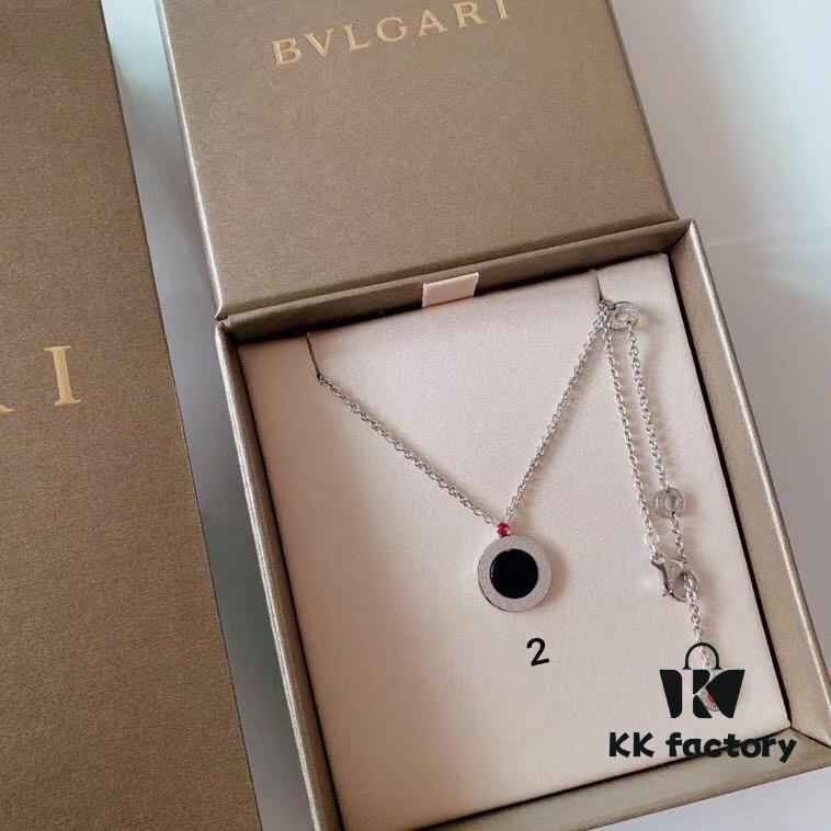 BVLGARI BV Classic Bestselling Styles, Sterling Silver, Curved Version, Top-Quality Export, Ceramic Side Wall Engraved with Boutique Logo, Original Font Printing Throughout Including Inner Parts, Precisely Carved Using Imported Engraving Machines to Match Original Exactly! Three Loops for Adjustable Length! Thick Chain, 50cm Long, Unisex Wear! Authentic Original Clasp