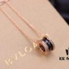 Bvlgari Sterling Silver Full Diamond Rose Gold Black Ceramic Necklace
