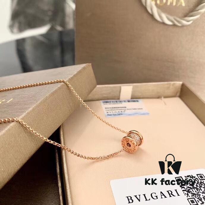 Bvlgari Serpenti Rose Gold Full Diamond Necklace in 925 Sterling Silver with 18K Thick Gold Plating