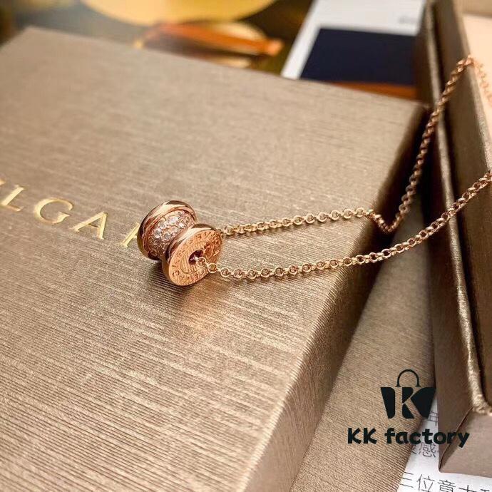 Bvlgari Serpenti Rose Gold Full Diamond Necklace in 925 Sterling Silver with 18K Thick Gold Plating