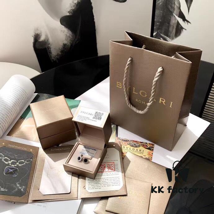 BVLGARI B.ZERO1 Series Stud Earrings with Black Onyx, 925 Silver Version