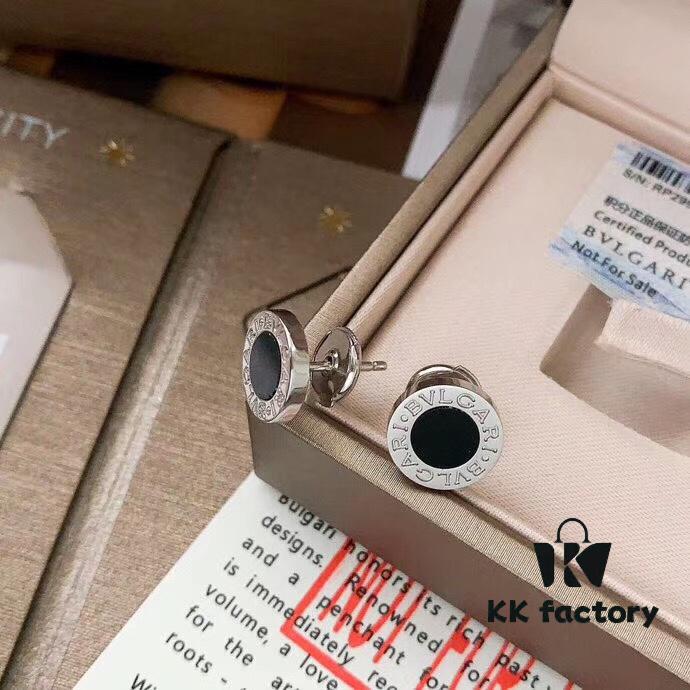 BVLGARI B.ZERO1 Series Stud Earrings with Black Onyx, 925 Silver Version