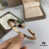 BVLGARI Natural Malachite + Premium White Mother of Pearl Bracelet, Upgraded Luxury Snake Design with Imported Craftsmanship, High-Carbon Diamonds on Snake Head, Gold Plating, Vivid and Lifelike