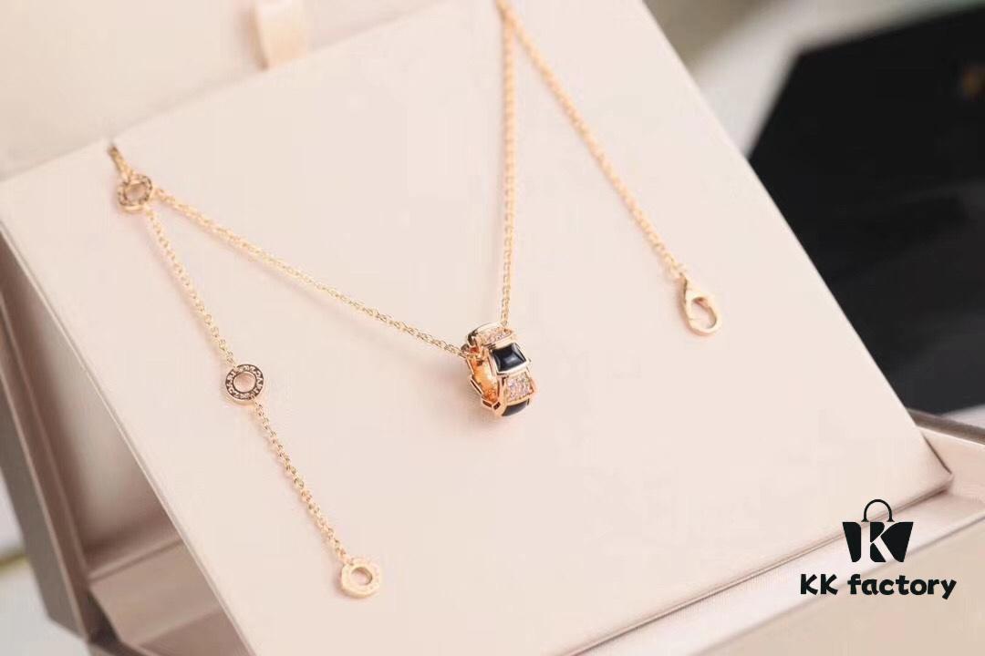 Bulgari Serpenti Series Snake Bone Necklace with Red Carnelian and Diamonds