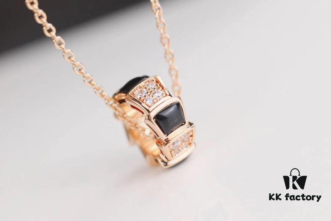 Bulgari Serpenti Series Snake Bone Necklace with Red Carnelian and Diamonds