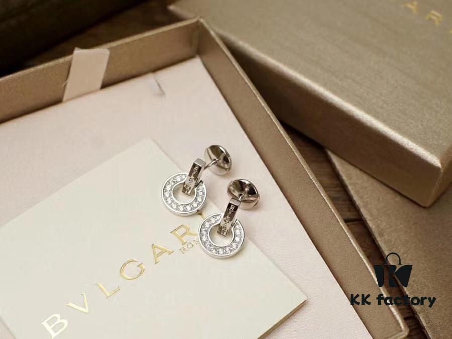 Top-Tier Bvlgari 2020 Roman Series Classic Disc Diamond Letter Stud Earrings, Exclusive Launch