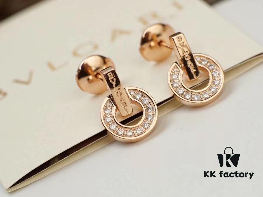 Top-Tier Bvlgari 2020 Roman Series Classic Disc Diamond Letter Stud Earrings, Exclusive Launch