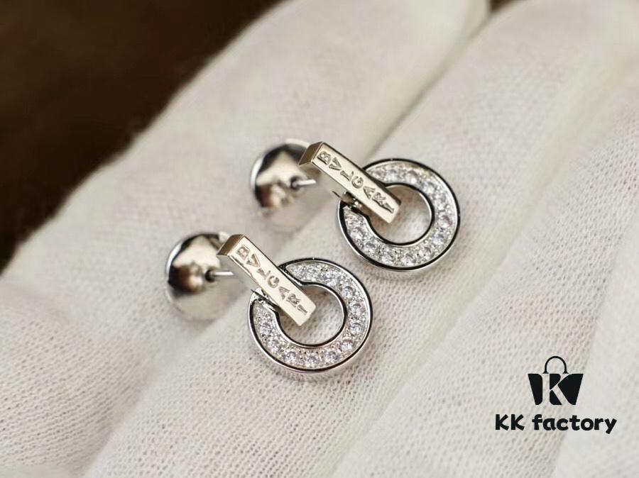 Top-Tier Bvlgari 2020 Roman Series Classic Disc Diamond Letter Stud Earrings, Exclusive Launch