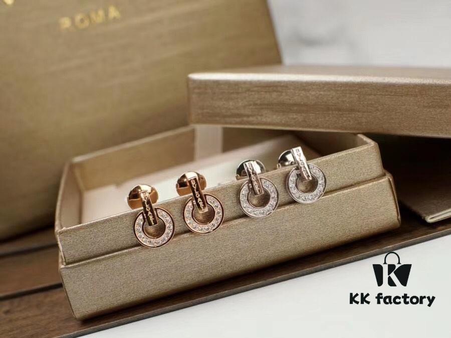 Top-Tier Bvlgari 2020 Roman Series Classic Disc Diamond Letter Stud Earrings, Exclusive Launch