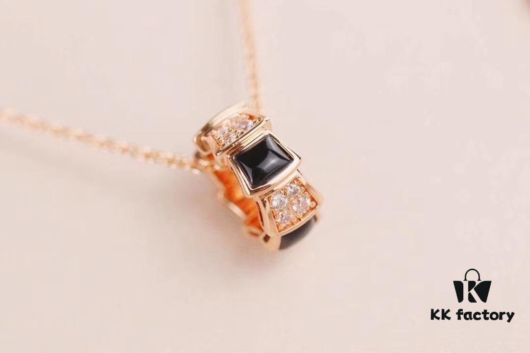 Bulgari Serpenti Series Snake Bone Necklace with Red Carnelian and Diamonds