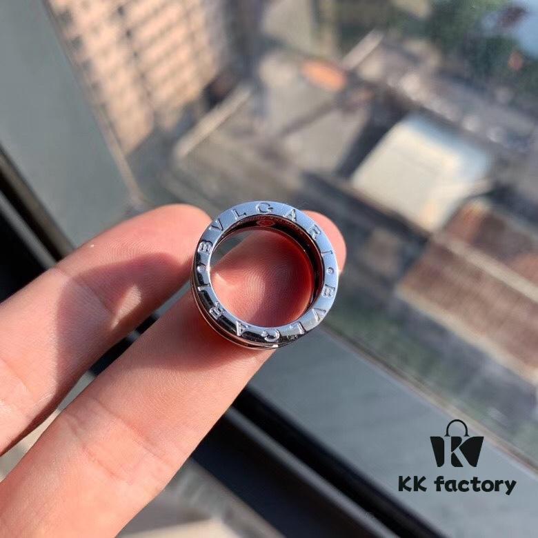 BVLGARI BVLGARI Little Human Pure Silver Ring, Celebrity-Endorsed Charity Edition, Crafted with 925 Silver and Premium Black Ceramic, Exquisite Detailing, Unisex Design Fits Sizes 5-11, Perfect for Travel, Work, or Casual Wear