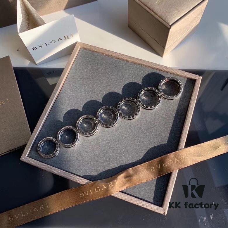 BVLGARI BVLGARI Little Human Pure Silver Ring, Celebrity-Endorsed Charity Edition, Crafted with 925 Silver and Premium Black Ceramic, Exquisite Detailing, Unisex Design Fits Sizes 5-11, Perfect for Travel, Work, or Casual Wear