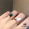 BVLGARI Summer Cool - Bulgari's Latest Ice Cream Ring, Open-Style Ring with S925 Sterling Silver Inlaid with White Mother-of-Pearl, Malachite, and Onyx, 18K Rose Gold Plated, Precise Craftsmanship, Sealed Back with Logo Engraving, Pink for Qixi Festival