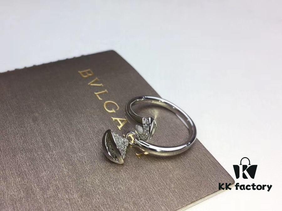 High-End Custom BVLGARI Diva Series Fan-Shaped Micro-Pave Ring in 18K Rose/White Gold Plating with Imported Zirconia